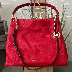 Michael kors- LEX, LG convo HOBO leather bag bright red